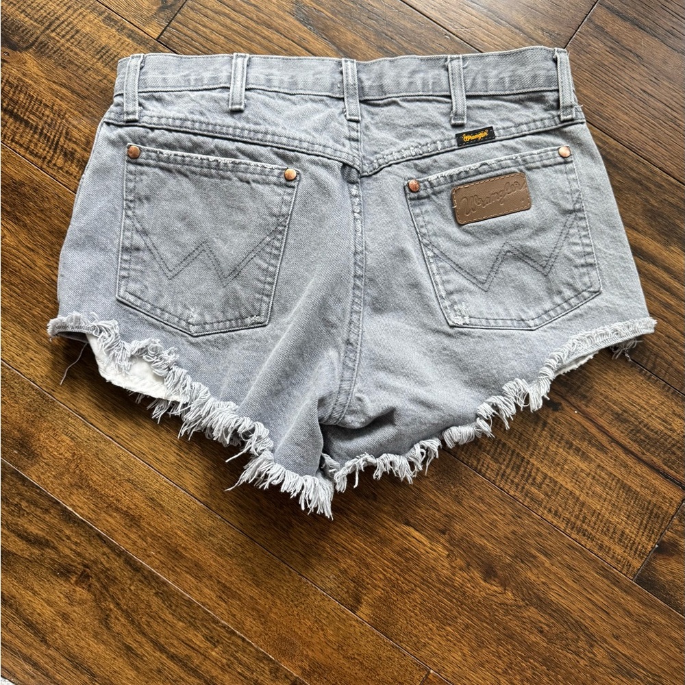 Wrangler Women's Frayed Hem Gray Jean Shorts